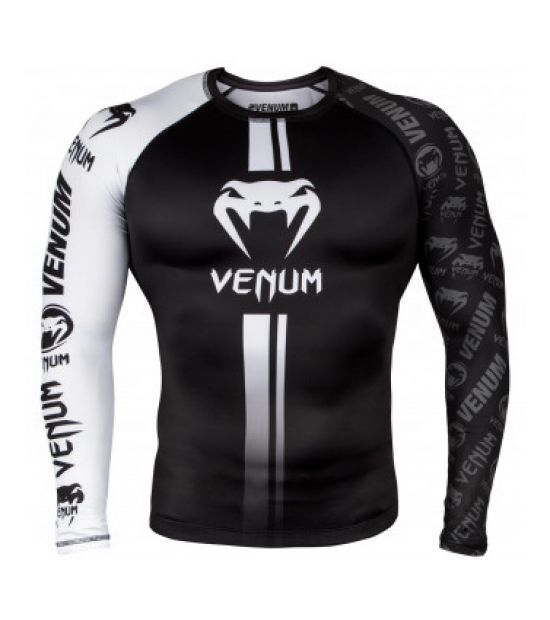 Рашгард  VENUM LOGOS RASHGUARD LONG SLEEVES - BLACK/WHITE Рашгард  VENUM LOGOS RASHGUARD LONG SLEEVES - BLACK/WHITE